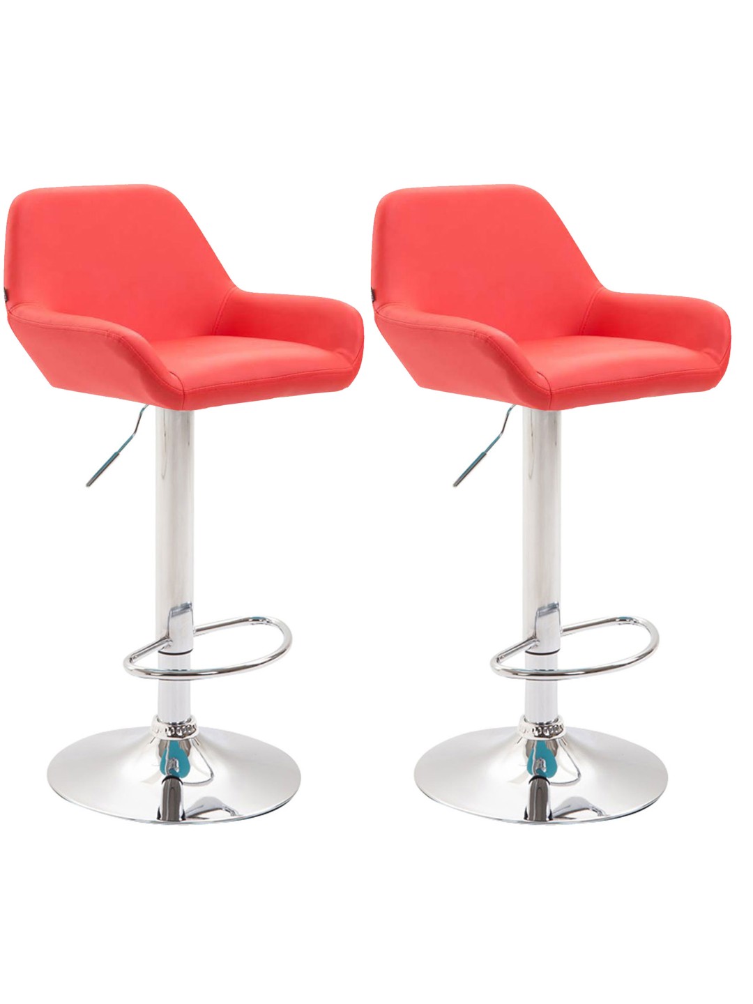 Lot de 2 tabourets de bar Braga simili cuir chromé, rouge