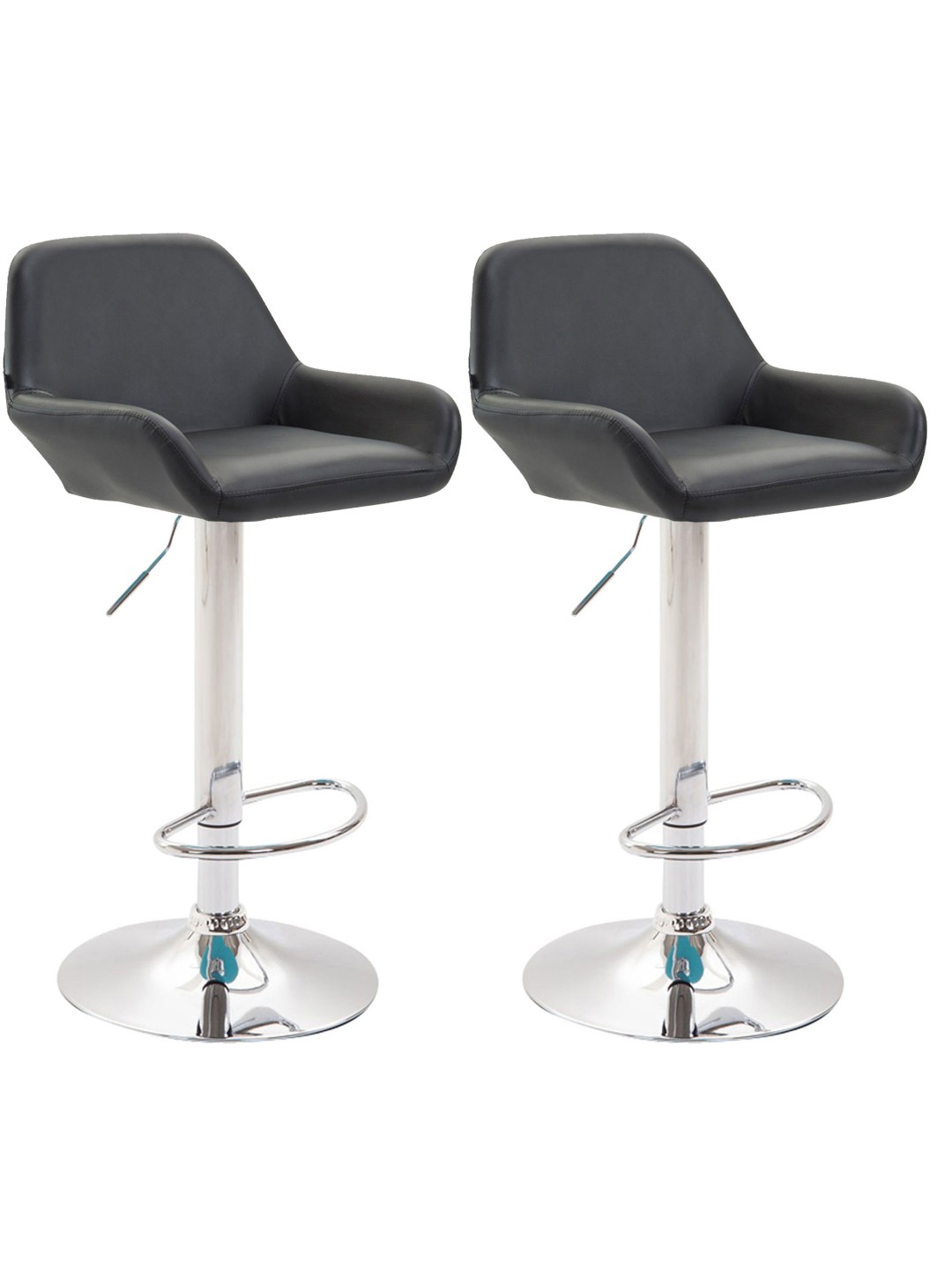 Lot de 2 tabourets de bar Braga simili cuir chromé, noir