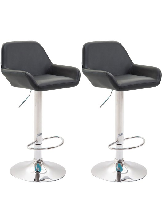 Lot de 2 tabourets de bar Braga simili cuir chromé, noir