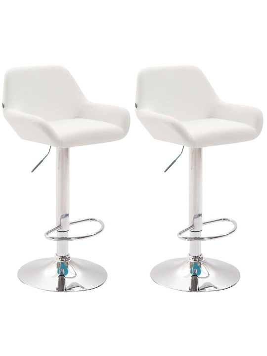 Lot de 2 tabourets de bar Braga simili cuir chromé, blanc