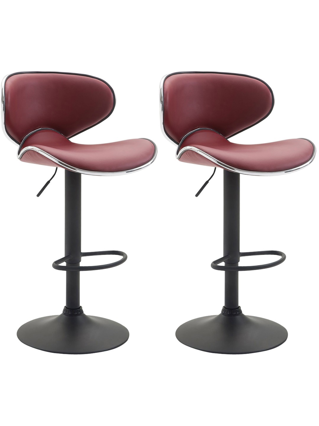 Lot de 2 tabourets de bar Las Vegas V2 simili cuir, bordeaux