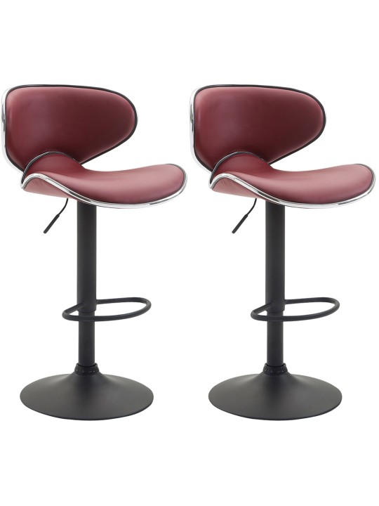Lot de 2 tabourets de bar Las Vegas V2 simili cuir, bordeaux