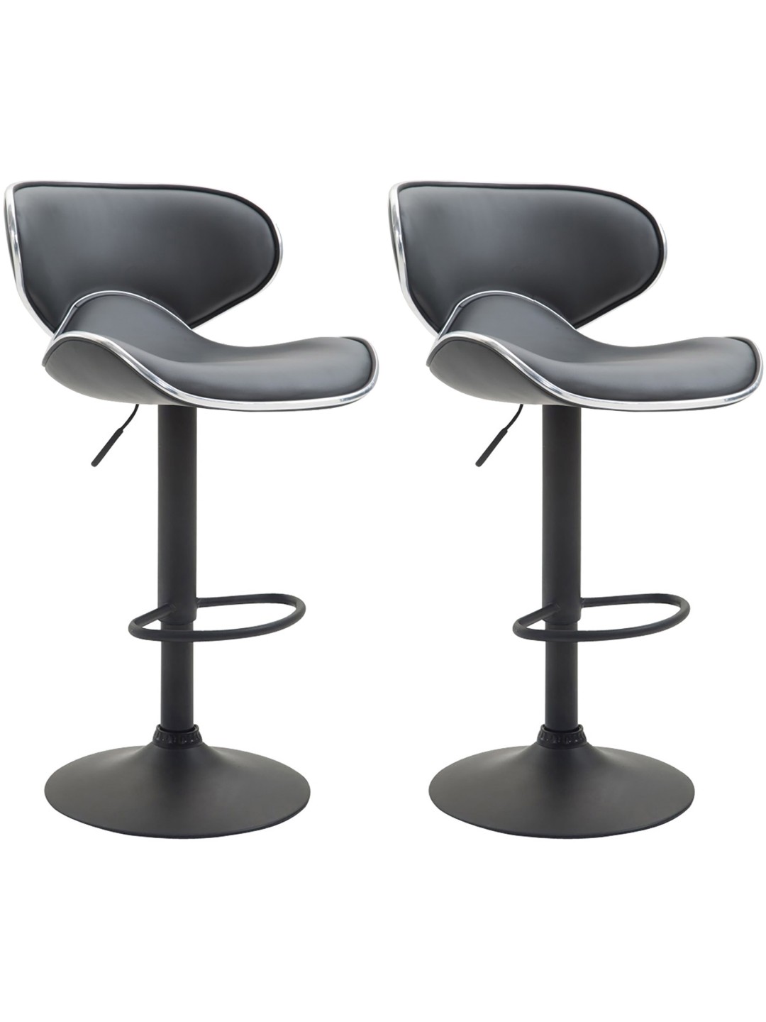 Lot de 2 tabourets de bar Las Vegas V2 simili cuir, gris