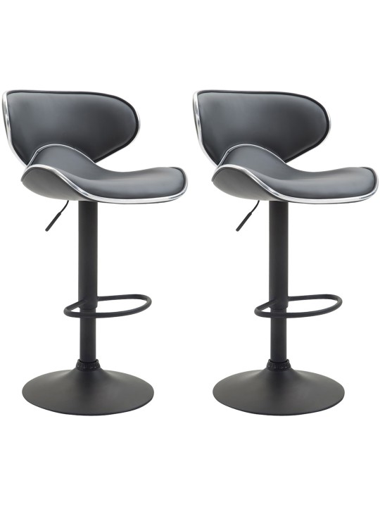 Lot de 2 tabourets de bar Las Vegas V2 simili cuir, gris
