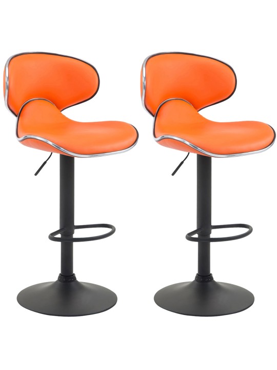 Lot de 2 tabourets de bar Las Vegas V2 simili cuir, orange