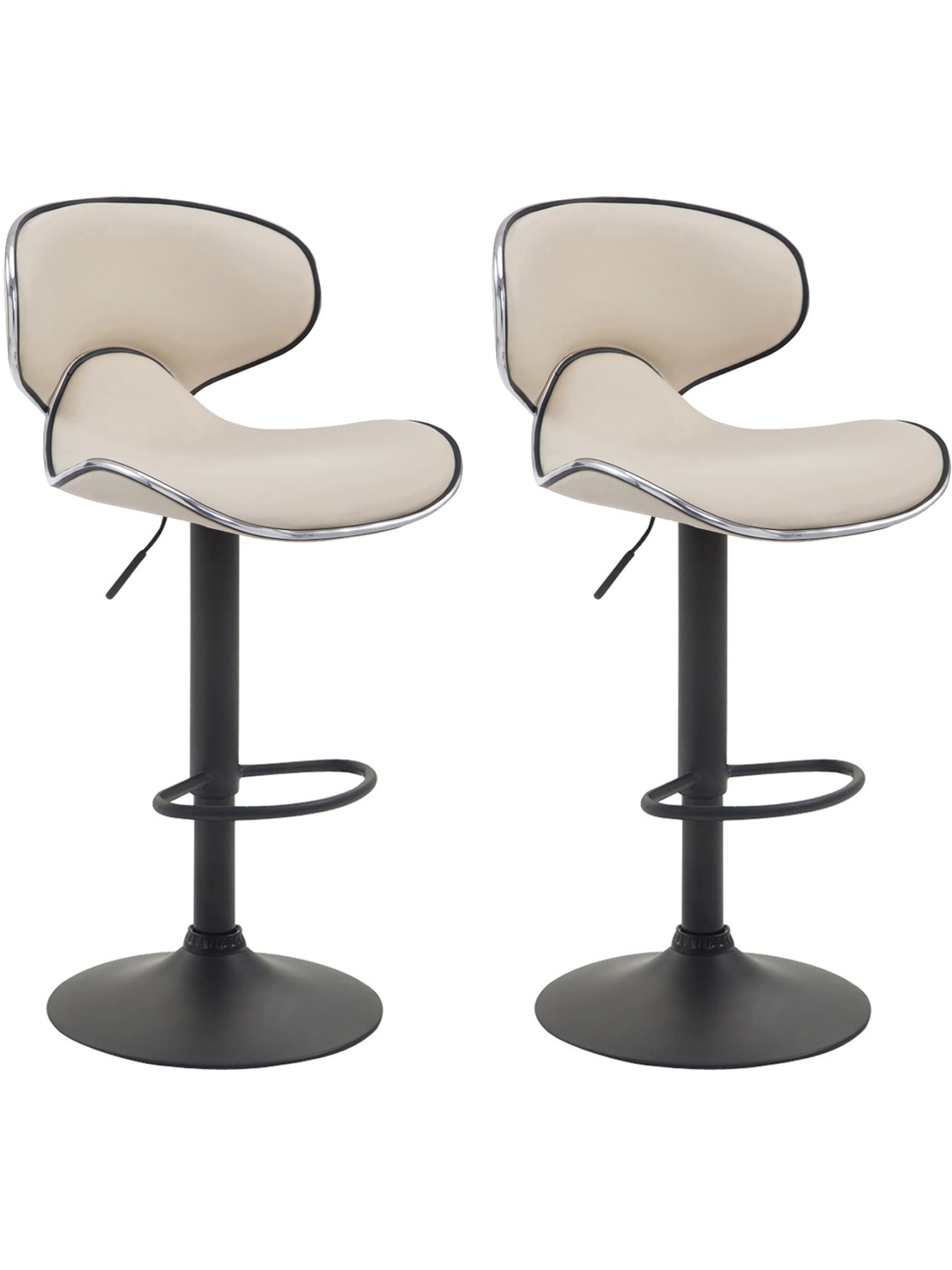 Lot de 2 tabourets de bar Las Vegas V2 simili cuir, crème
