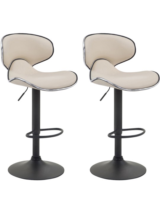 Lot de 2 tabourets de bar Las Vegas V2 simili cuir, crème