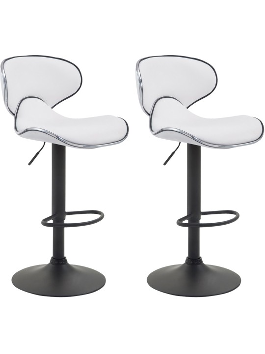 Lot de 2 tabourets de bar Las Vegas V2 simili cuir, blanc