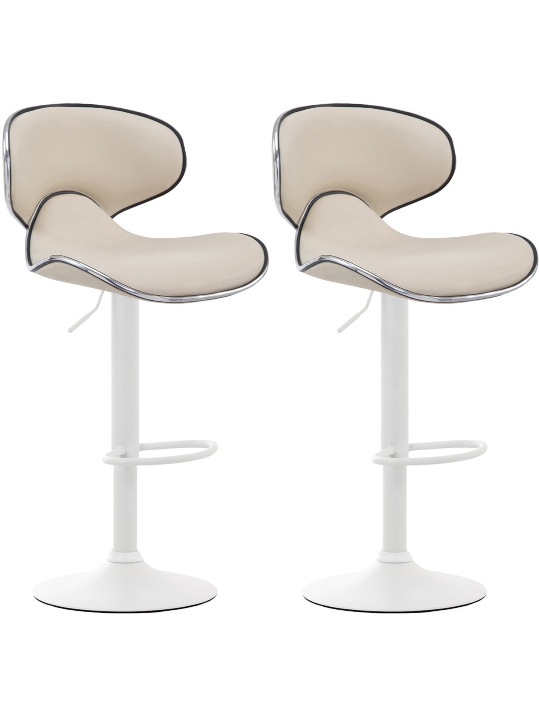 Lot de 2 tabourets de bar Las Vegas V2 simili cuir, crème