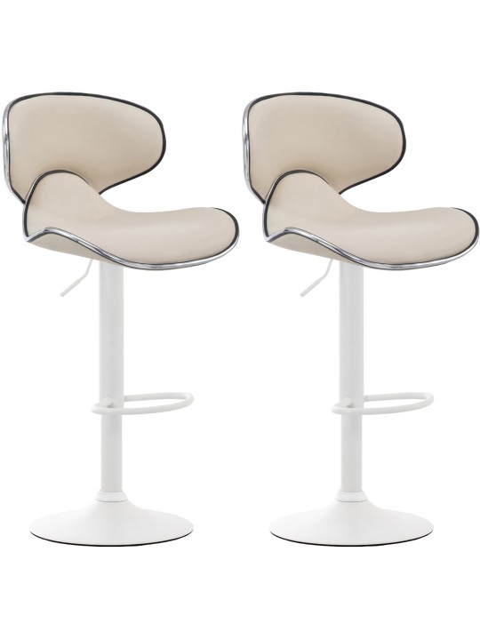 Lot de 2 tabourets de bar Las Vegas V2 simili cuir, crème