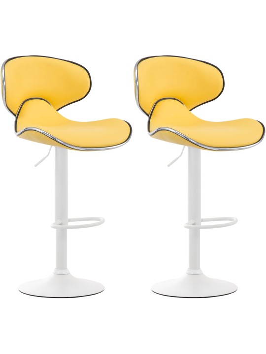 Lot de 2 tabourets de bar Las Vegas V2 simili cuir, jaune Lot de 2 tabourets de bar Las Vegas V2 simili cuir, jaune