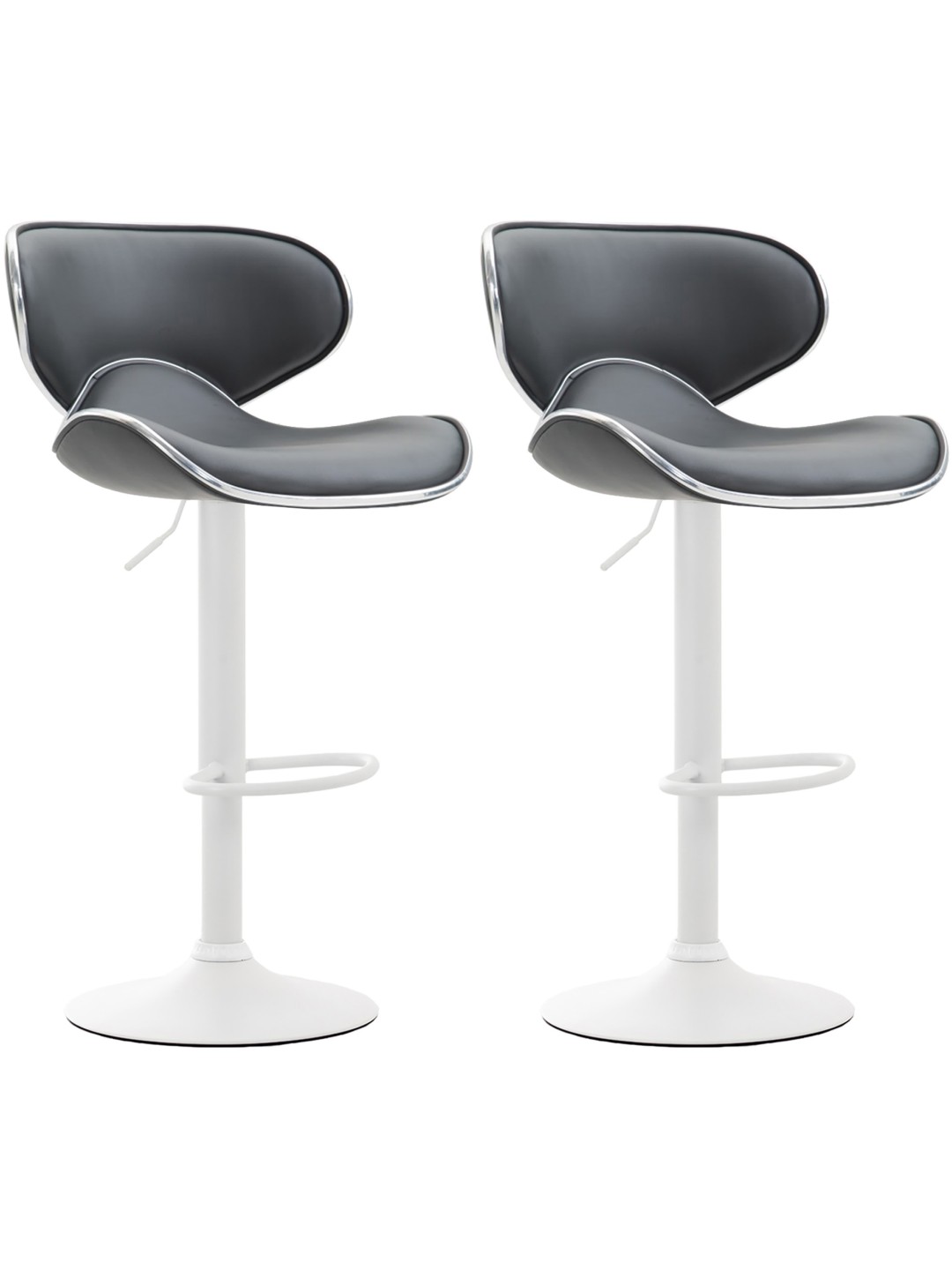 Lot de 2 tabourets de bar Las Vegas V2 simili cuir, gris