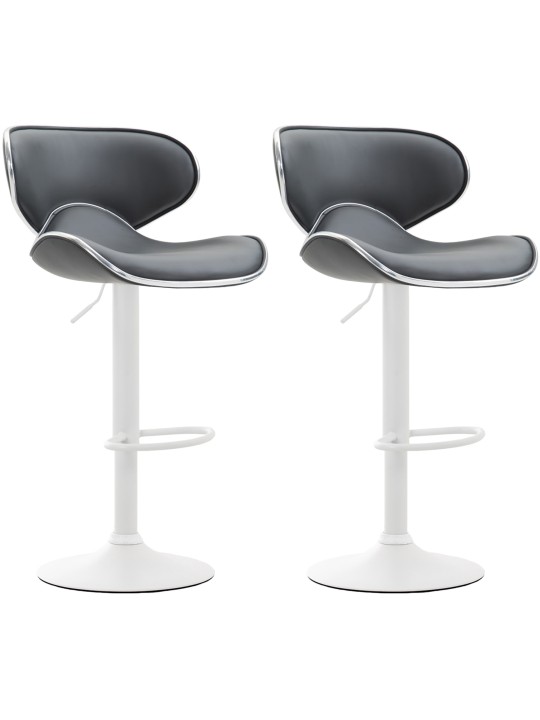 Lot de 2 tabourets de bar Las Vegas V2 simili cuir, gris