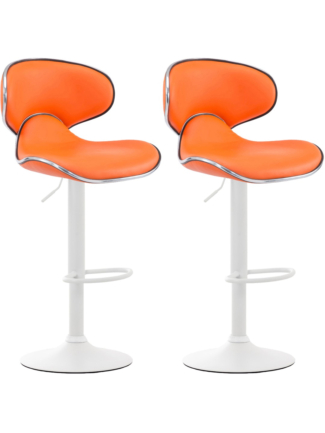 Lot de 2 tabourets de bar Las Vegas V2 simili cuir, orange