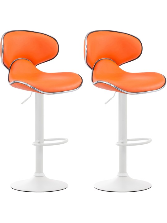 Lot de 2 tabourets de bar Las Vegas V2 simili cuir, orange