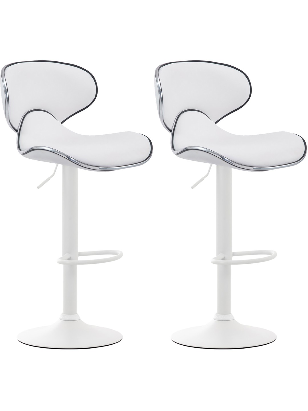 Lot de 2 tabourets de bar Las Vegas V2 simili cuir, blanc