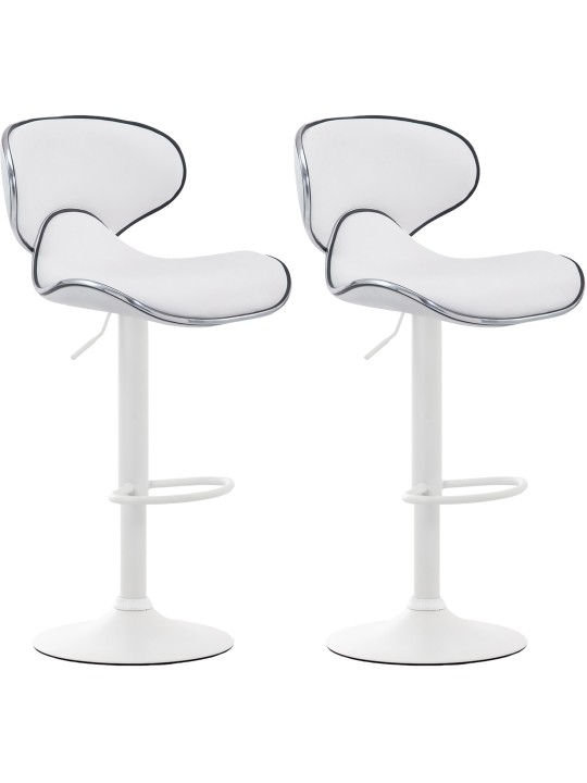 Lot de 2 tabourets de bar Las Vegas V2 simili cuir, blanc