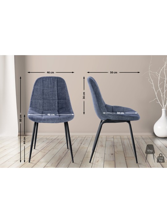 Chaise Tom en tissu, bleu