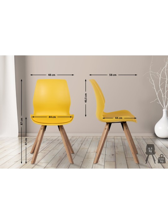 Lot de 2 chaises Luna en plastique, jaune