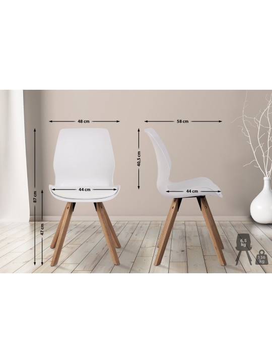 Lot de 2 chaises Luna en plastique, blanc