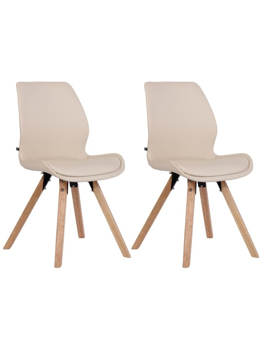 Lot de 2 chaises Luna simili cuir, crème