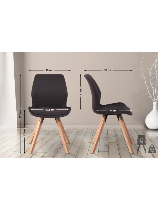 Lot de 2 chaises Luna tissu, noir