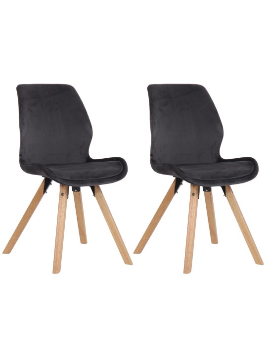 Lot de 2 chaises Luna velours, gris foncé