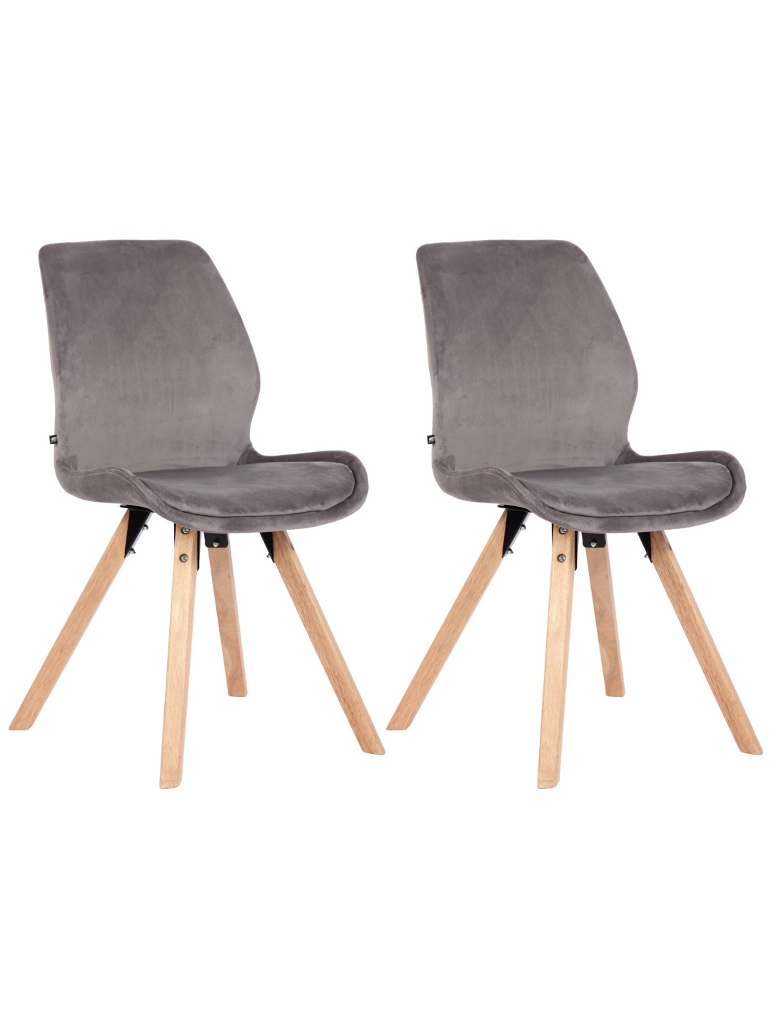 Lot de 2 chaises Luna velours, gris