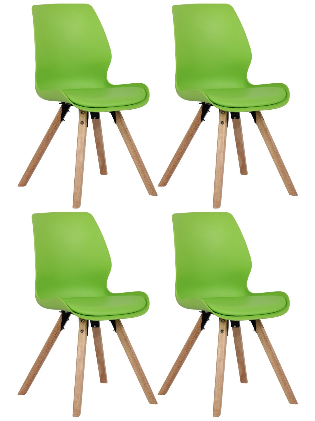 Lot de 4 chaises Luna en plastique, vert