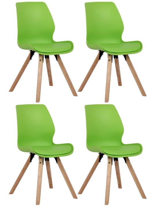 Lot de 4 chaises Luna en plastique, vert Lot de 4 chaises Luna en plastique, vert