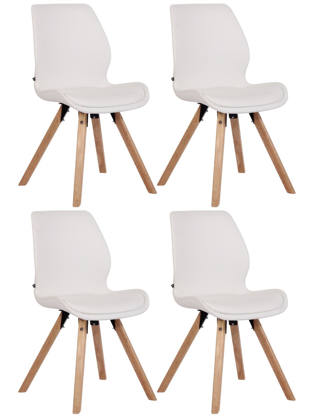 Lot de 4 chaises Luna simili cuir, blanc