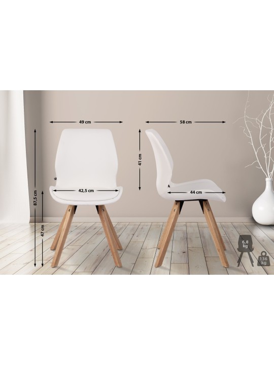Lot de 4 chaises Luna simili cuir, blanc Lot de 4 chaises Luna simili cuir, blanc