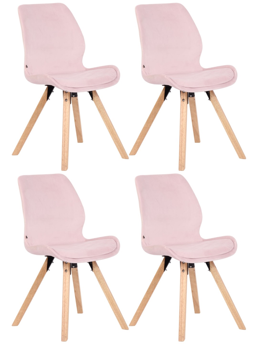 Lot de 4 chaises Luna velours, rose