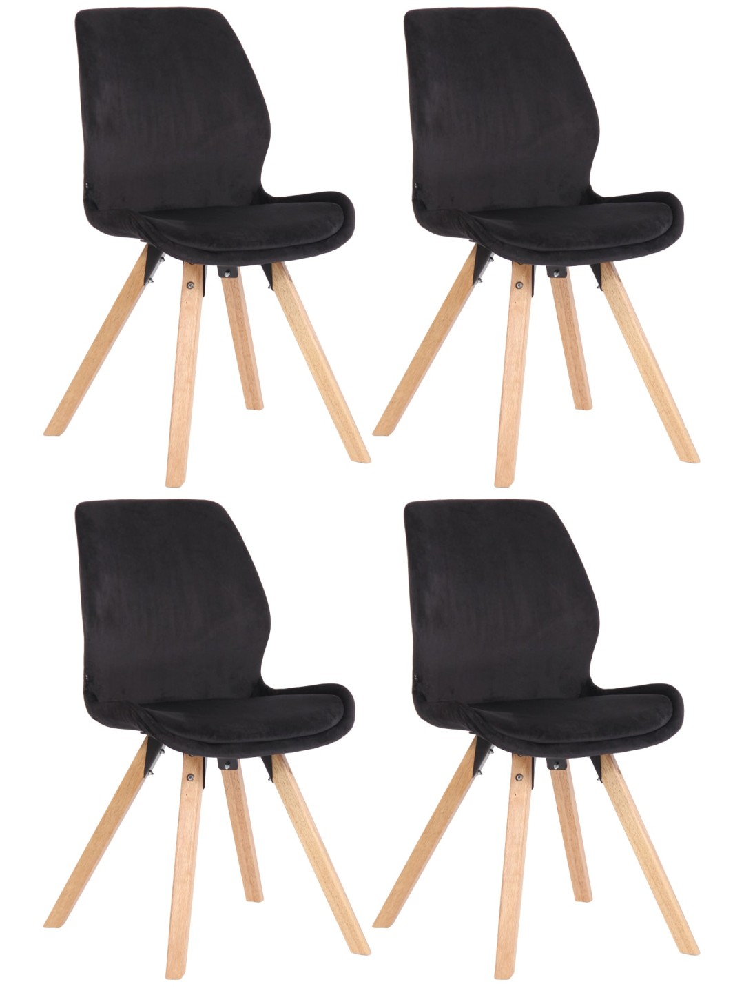 Lot de 4 chaises Luna velours, noir