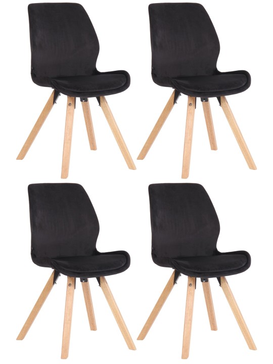 Lot de 4 chaises Luna velours, noir Lot de 4 chaises Luna velours, noir