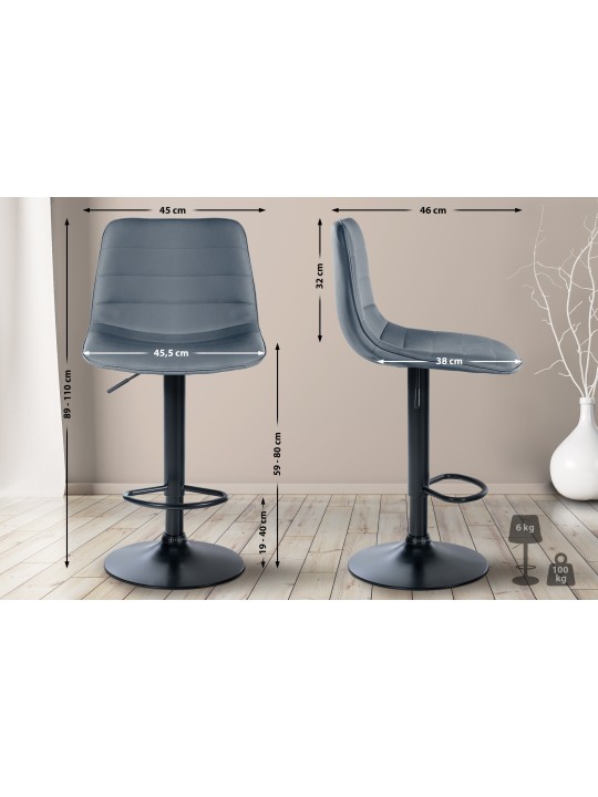 Tabouret de bar Lex simili cuir, gris