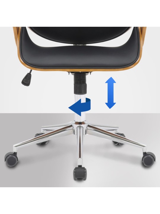 Chaise de bureau Chicago simili cuir, noyer/noir