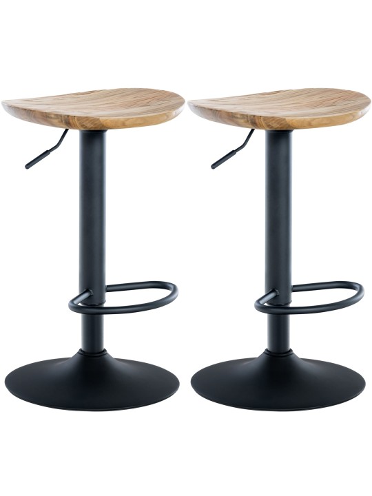 Lot de 2 tabourets de bar Skelde, naturel