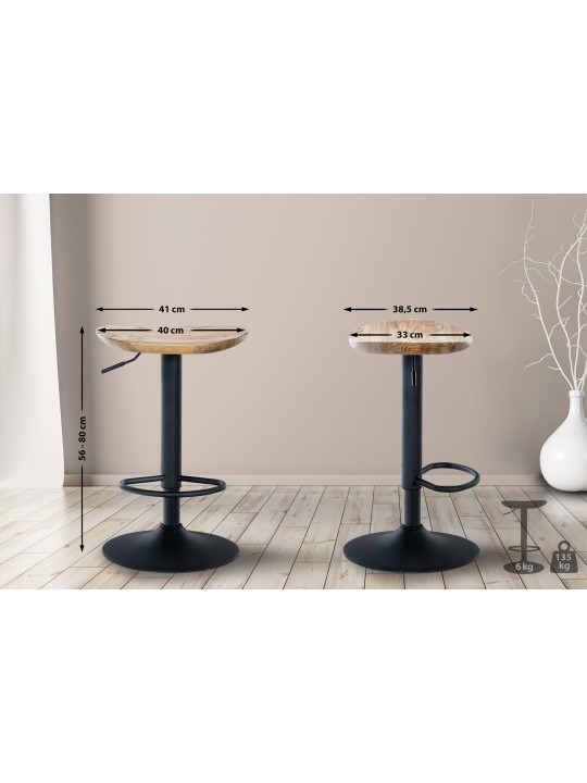 Lot de 2 tabourets de bar Skelde, naturel