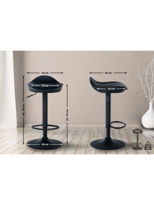 Lot de 2 tabourets de bar Alisson, noir