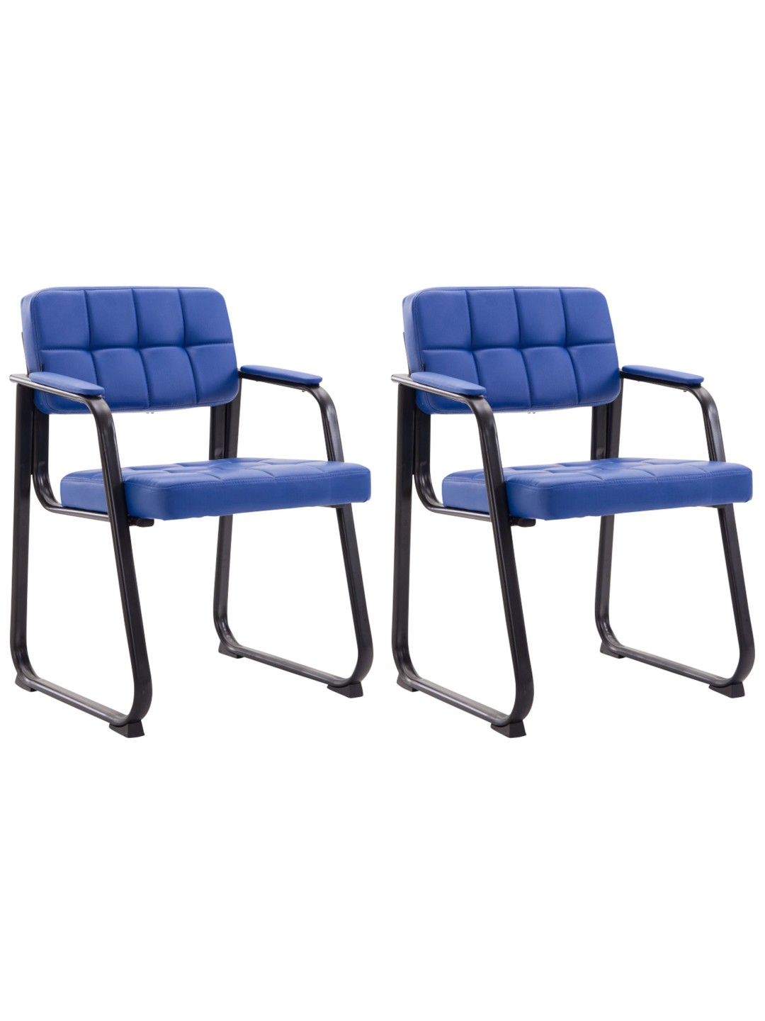 Lot de 2 chaises visiteurs Canada B simili cuir, bleu
