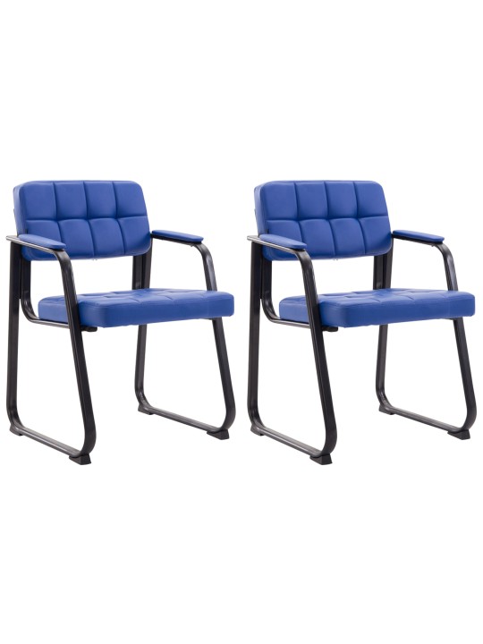 Lot de 2 chaises visiteurs Canada B simili cuir, bleu