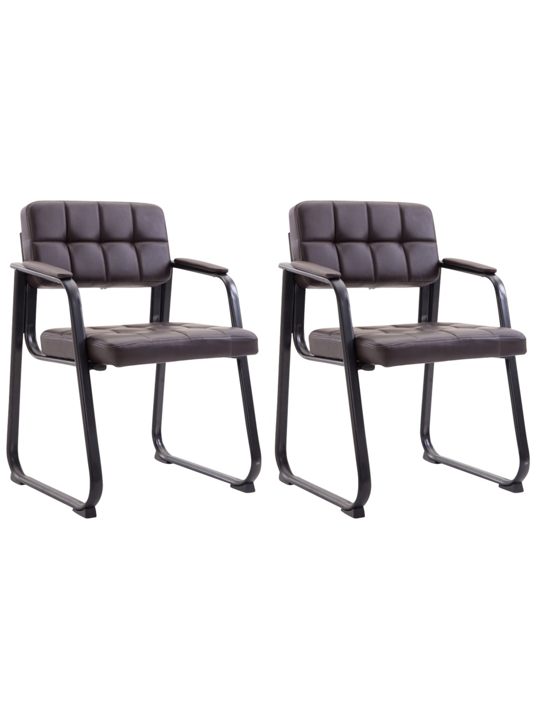 Lot de 2 chaises visiteurs Canada B simili cuir, brun