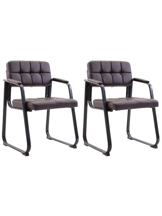 Lot de 2 chaises visiteurs Canada B simili cuir, brun