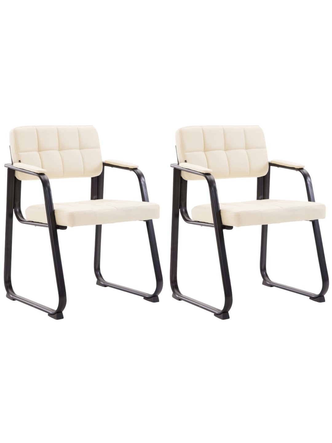 Lot de 2 chaises visiteurs Canada B simili cuir, crème