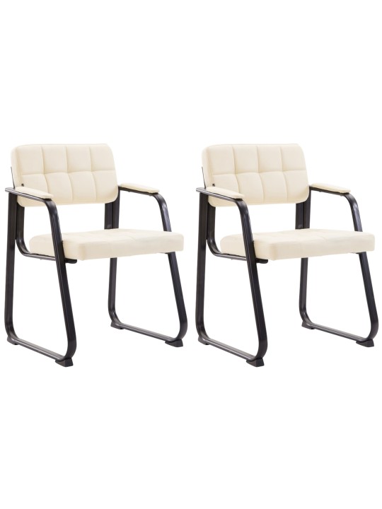 Lot de 2 chaises visiteurs Canada B simili cuir, crème