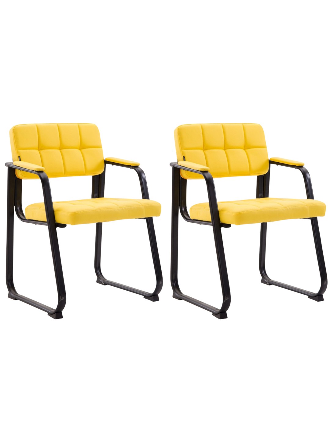 Lot de 2 chaises visiteurs Canada B simili cuir, jaune