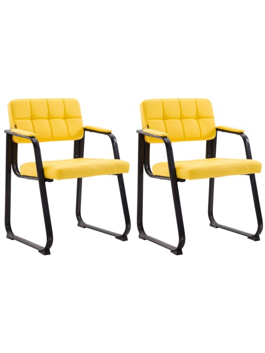 Lot de 2 chaises visiteurs Canada B simili cuir, jaune