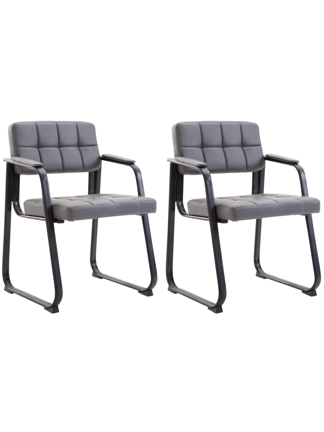 Lot de 2 chaises visiteurs Canada B simili cuir, gris