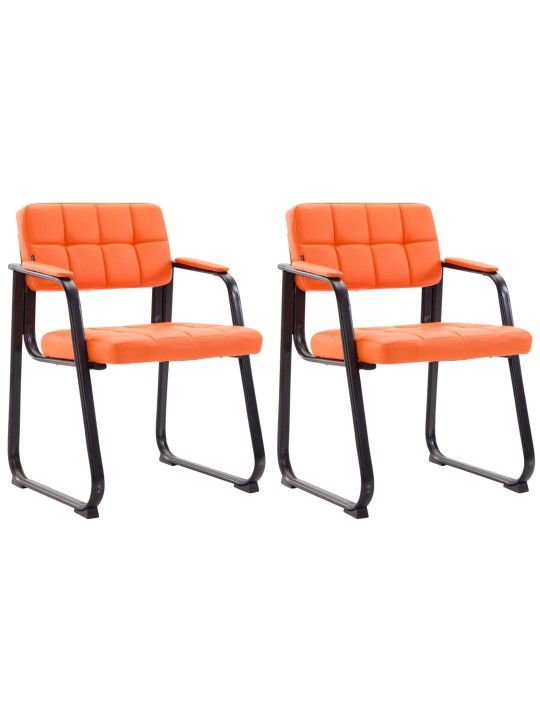 Lot de 2 chaises visiteurs Canada B simili cuir, orange